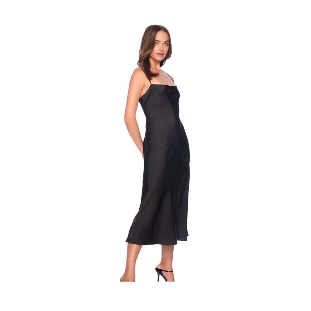 NWT Susana Monaco bias black midi slip dress small - Picture 2 of 13